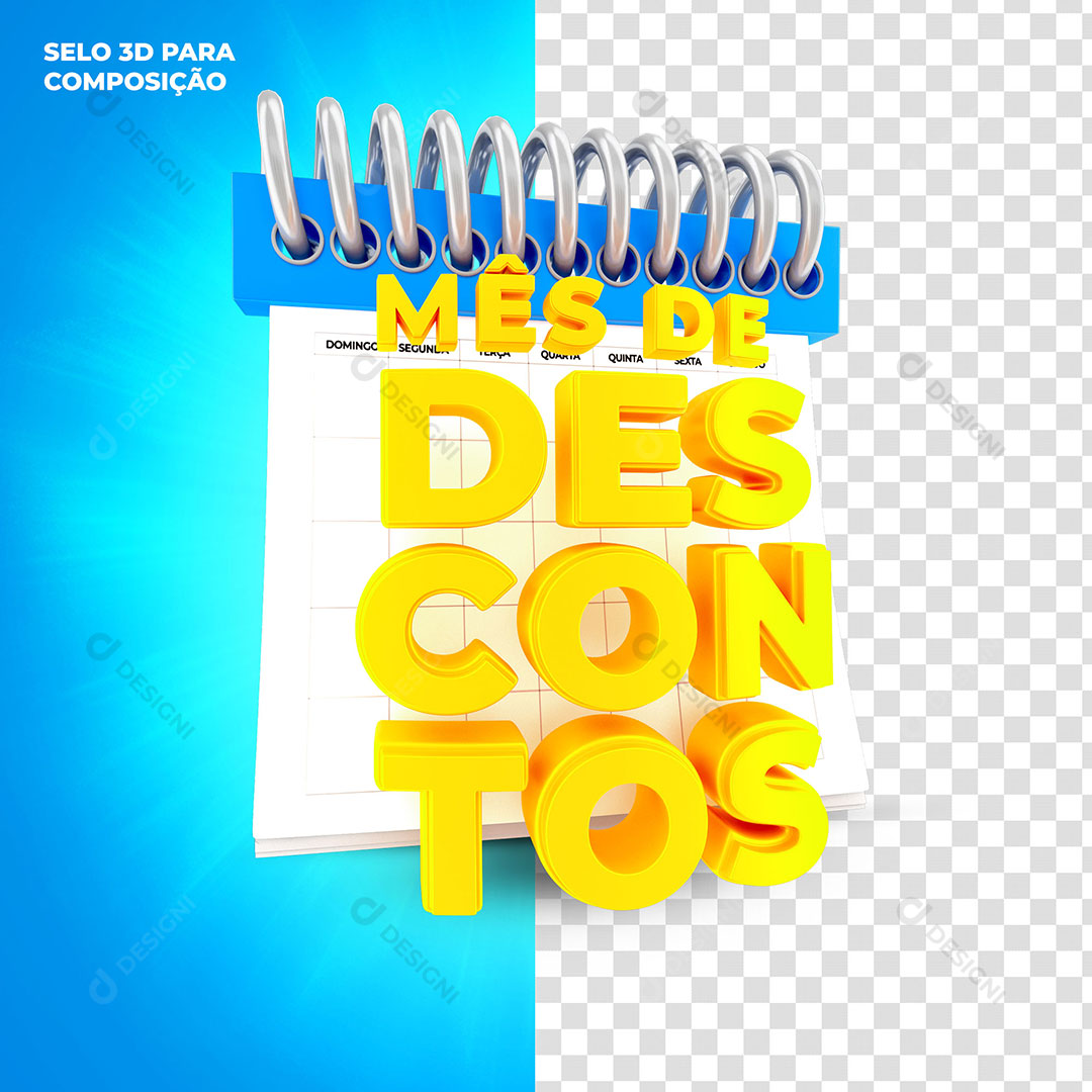 Mês de Descontos Selo 3D Para Composição PNG Transparente