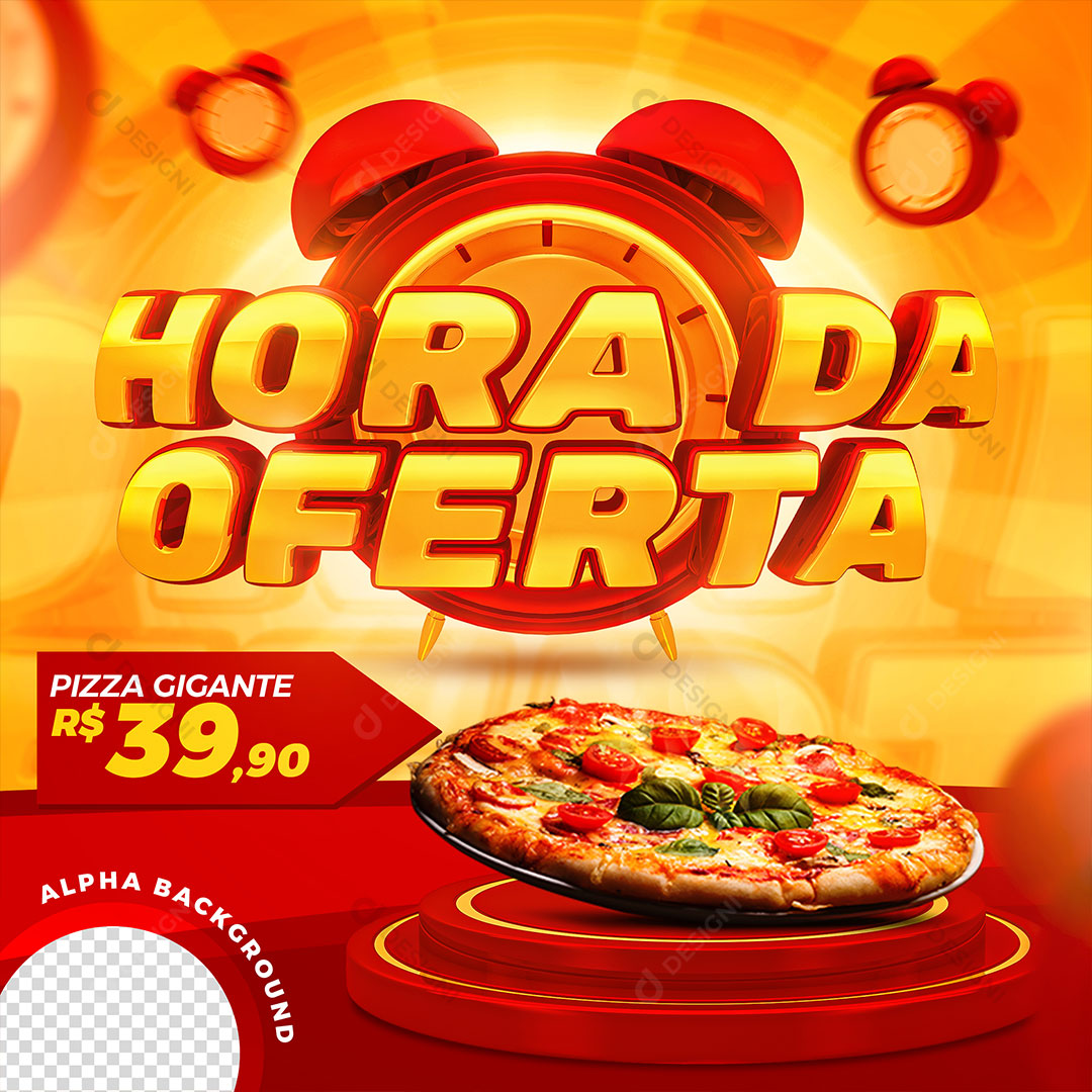 Hora da Oferta Pizza Gigante Social Media PSD Editável