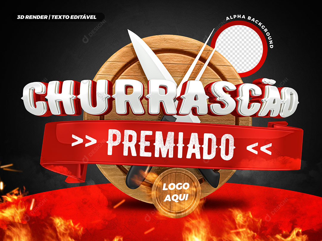 Churrascão Premiado Selo 3D Para Composição PSD Editável