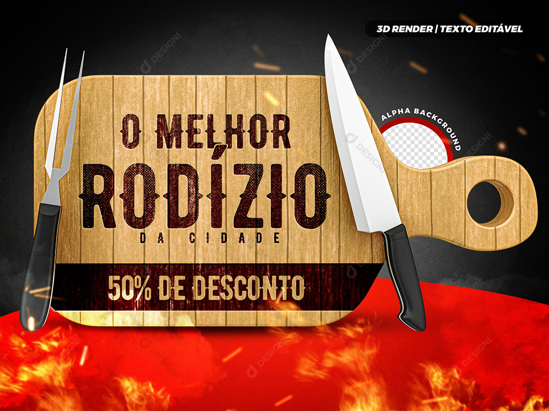 Churrascaria the Best Rodizio in the City Stamp 3D Editable PSD