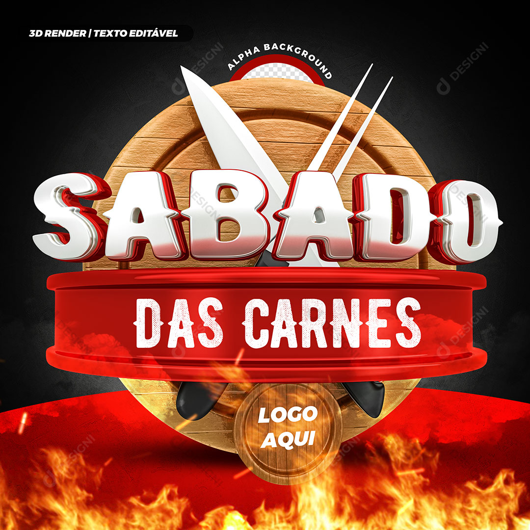 Churrascaria  Açougue Sabado das Carnes Selo 3D PSD Editável