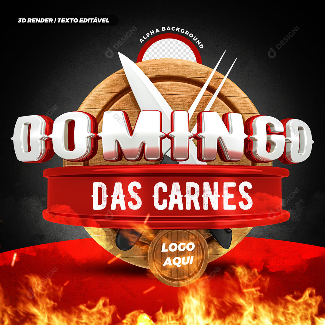 Churrascaria  Açougue Domingo das Carnes Selo 3D PSD Editável
