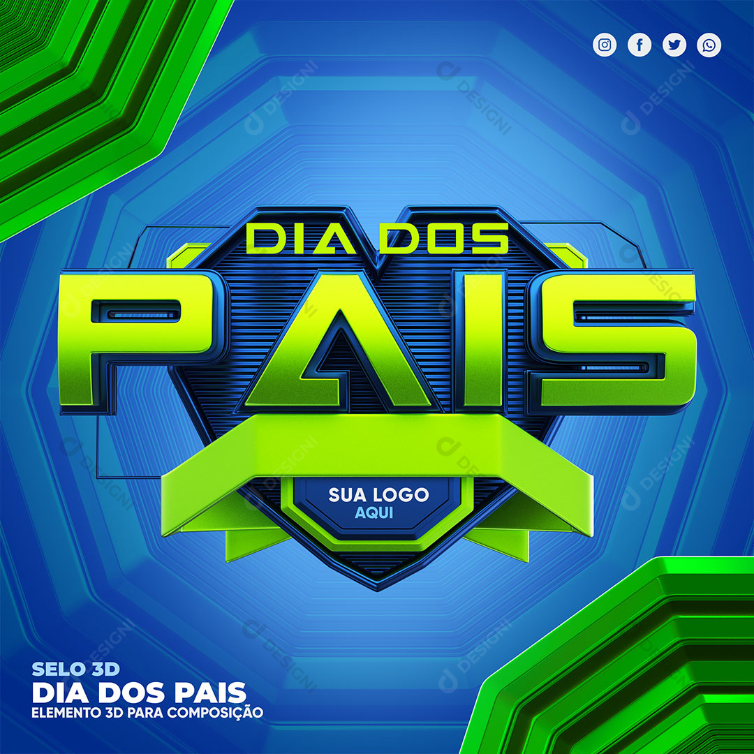 Dia dos Pais Selo 3D Para Composição PSD Editável