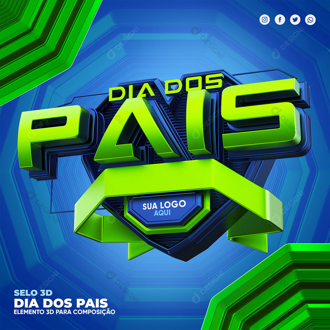 Dia dos Pais Selo 3D Para Composição PSD Editável