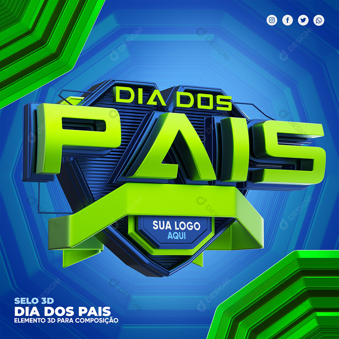 Dia dos Pais Selo 3D Para Composição PSD Editável