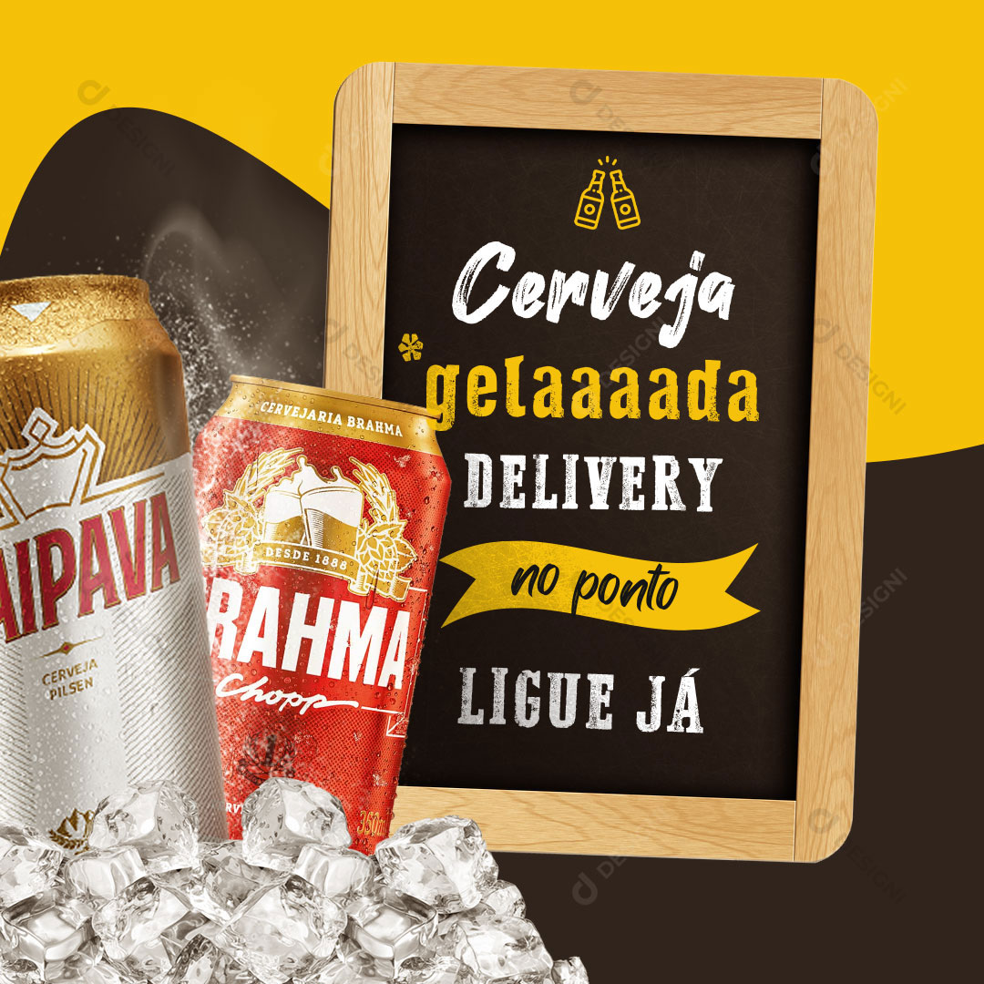 Distribuidora Cerveja Gelada Delivery Social Media PSD Editável