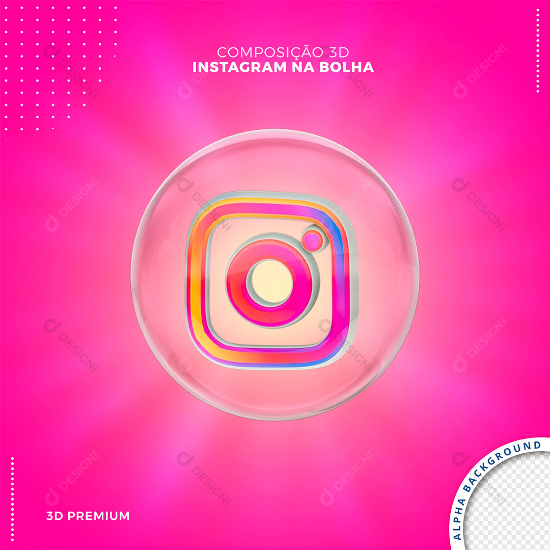 Instagram Ícone 3D Elemento Para Composição Redes Sociais PSD