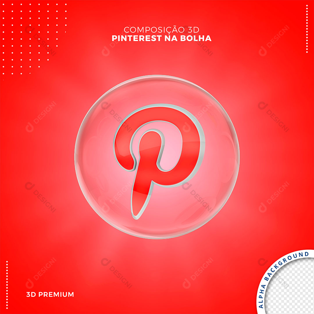 Pinterest Rede Social Ícone 3D Para Composição PSD