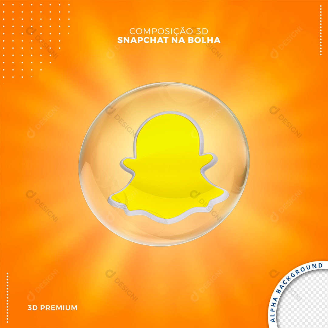 Snapchat 3D Icon In Bubble Element For Composition PSD
