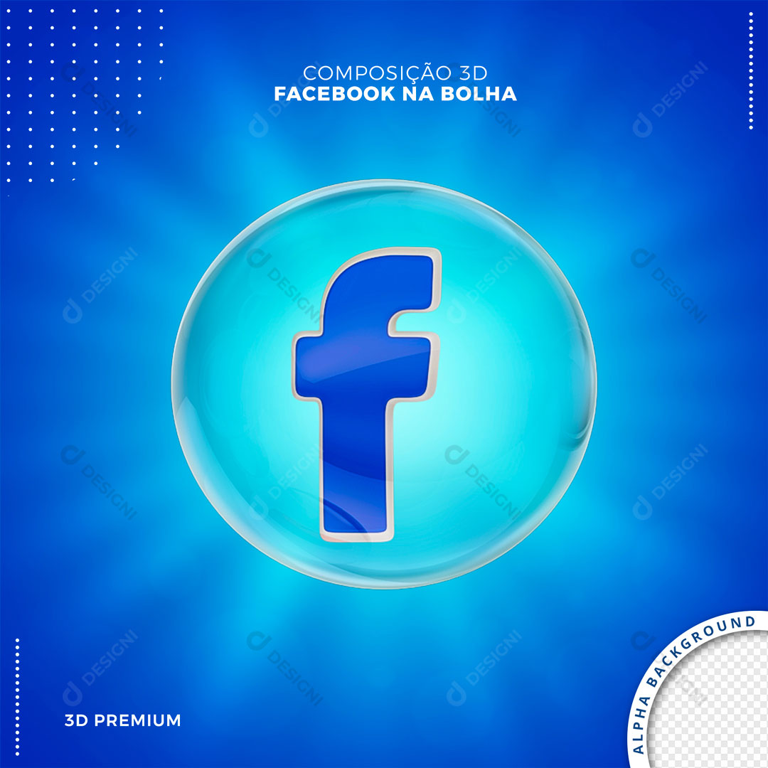 Facebook Ícone 3D Redes Sociais Elementos Composição PSD