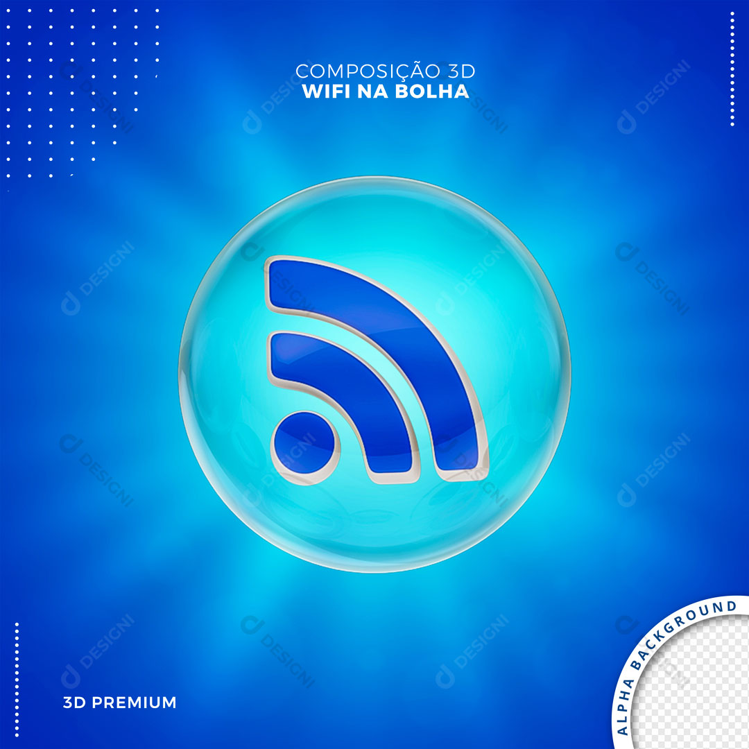 Wi-Fi Na Bolha Internet Selo 3D Elemento Para Composição PSD