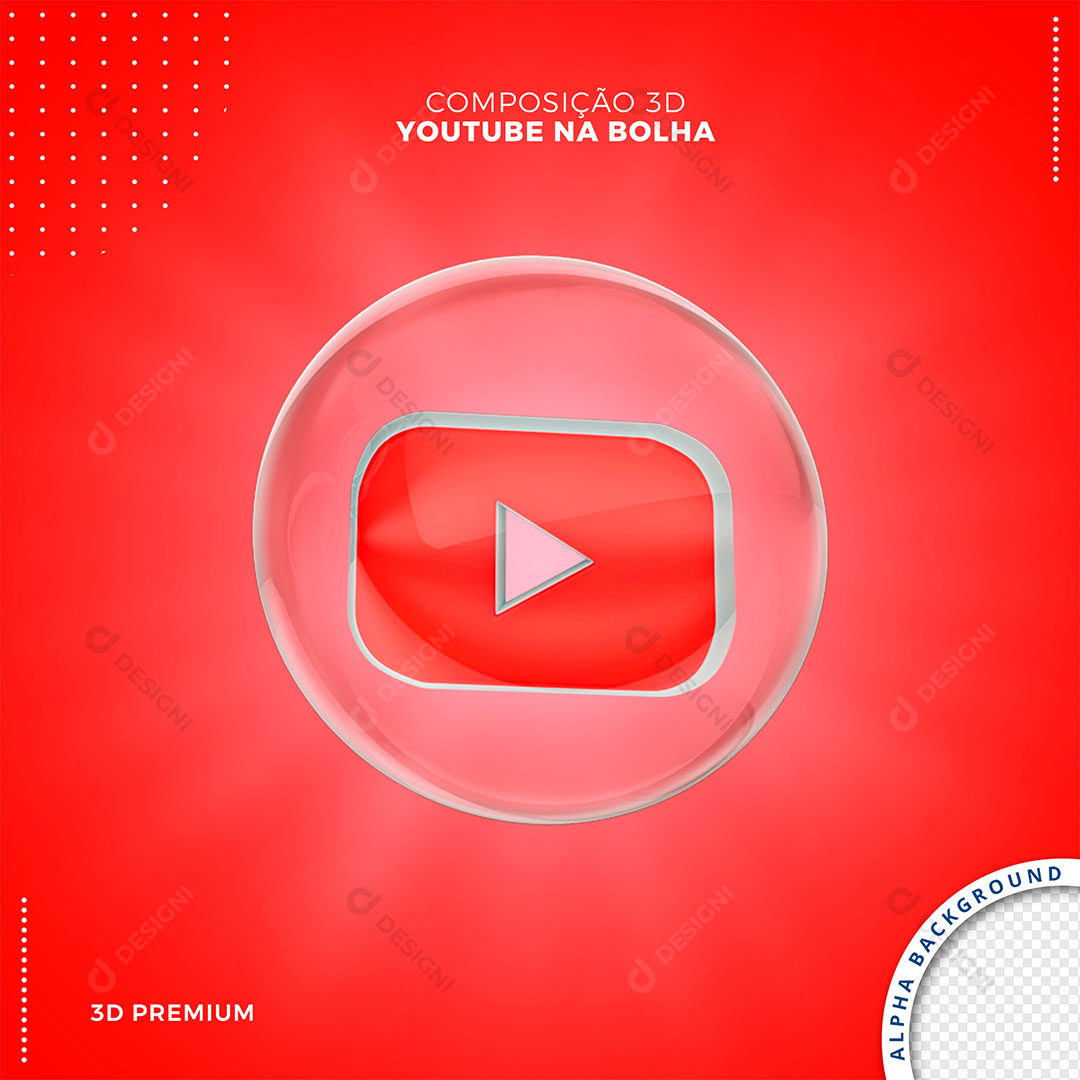 Logo 3D Youtube Vídeos Elemento Para Composição PSD