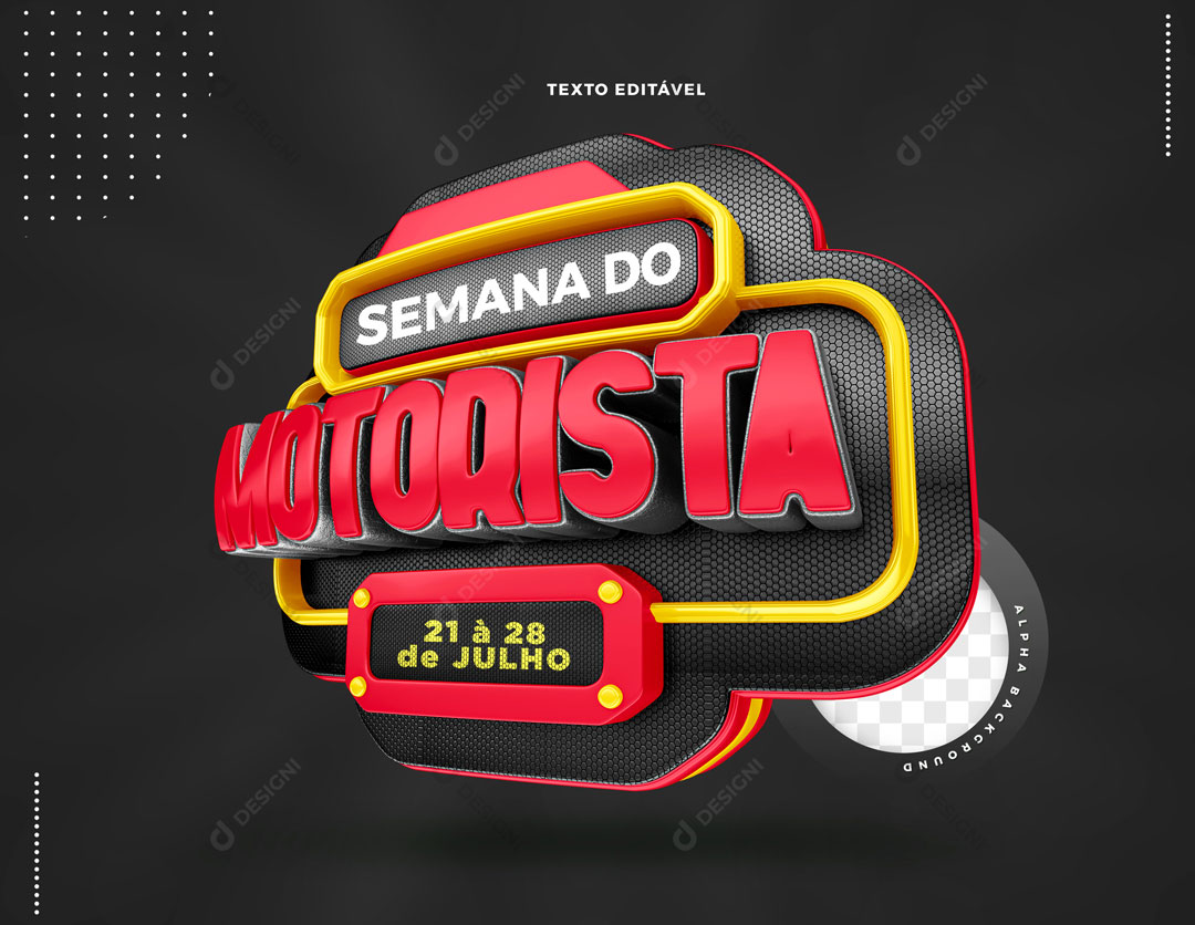 Semana do Motorista 21 á 28 de Julho Selo 3D PSD Editável