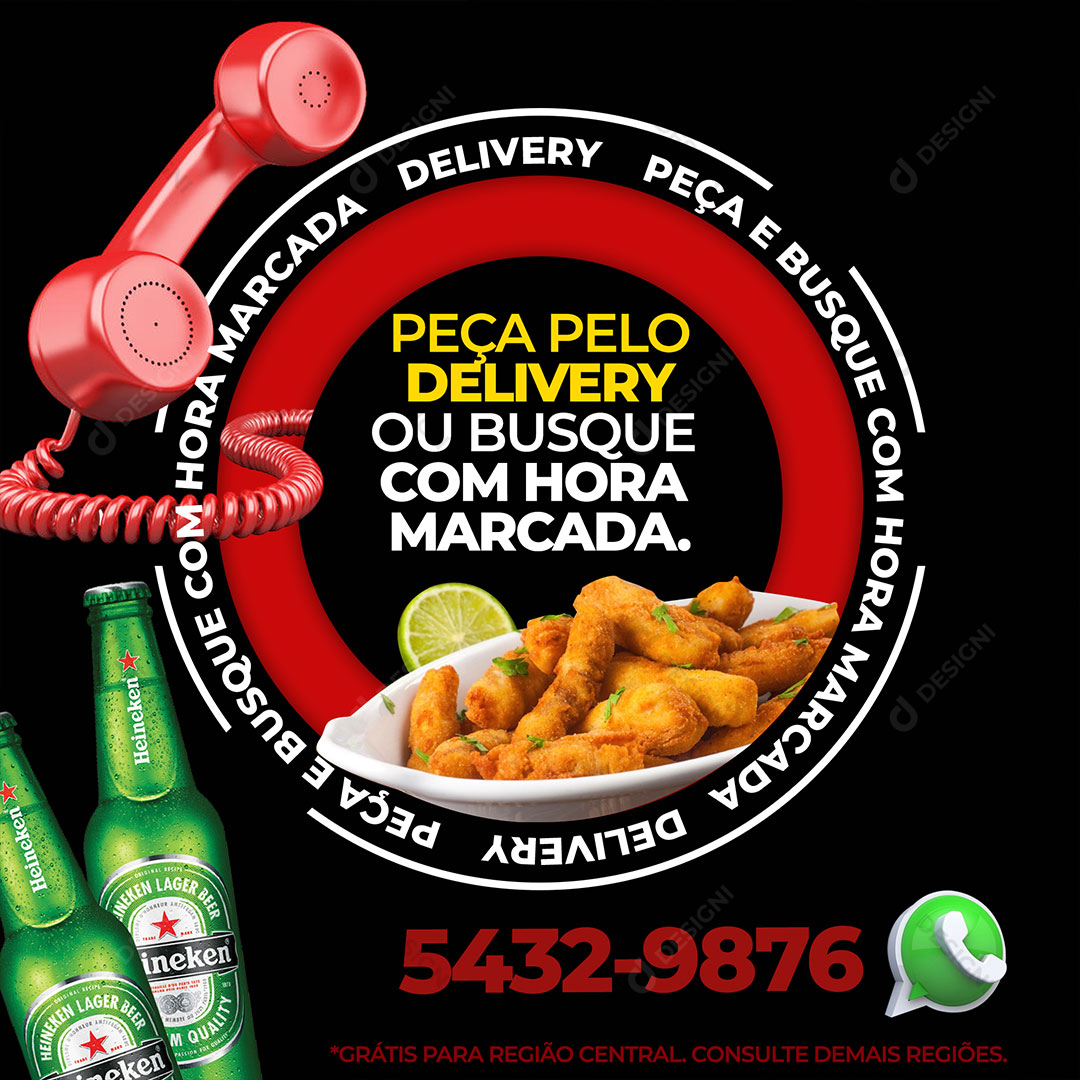 Delivery ou Peça e Busque Bar e Bebidas Social Media PSD Editável