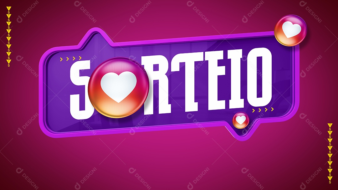 Template Sorteio Instagram Rede Social Selo 3D PSD Editável