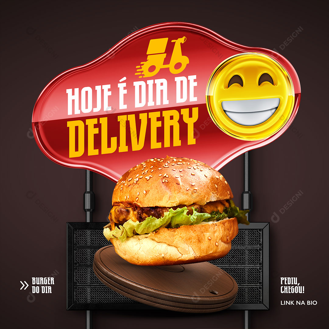 Hamburgueria Post Hoje e Dia de Delivey Post Burger Social Media PSD Editável