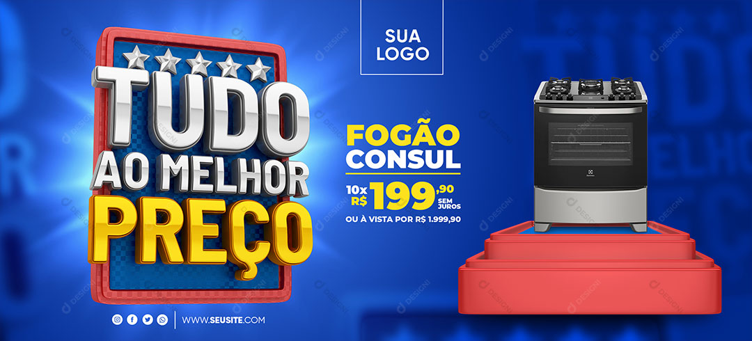 Loja Banner Tudo ao Melhor Preço Produto Social Media PSD Editável