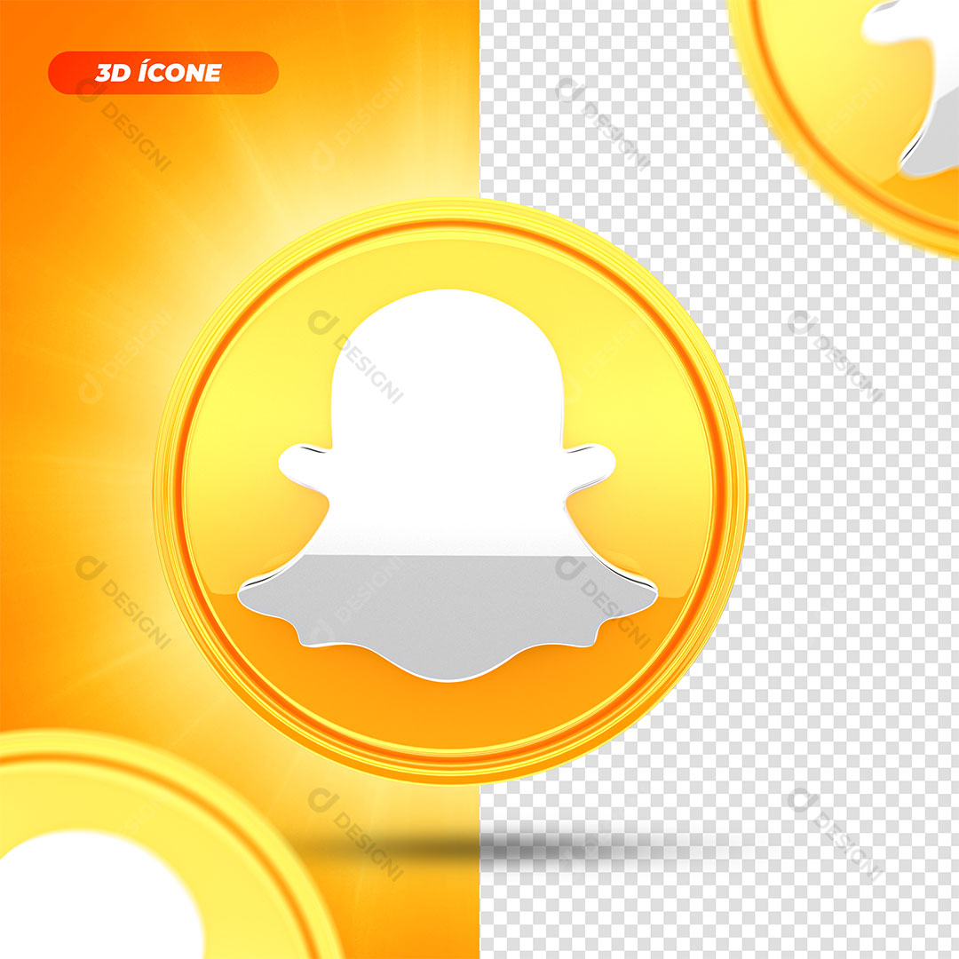 Snapchat Ícone 3D na Bolha Elemento Para Composição PNG Transparente