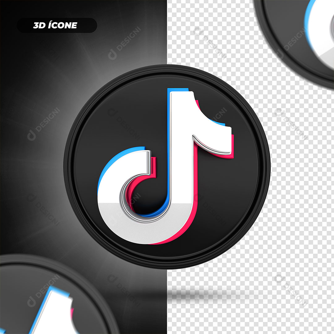 Tik Tok Logo 3D PNG Transparente Sem Fundo