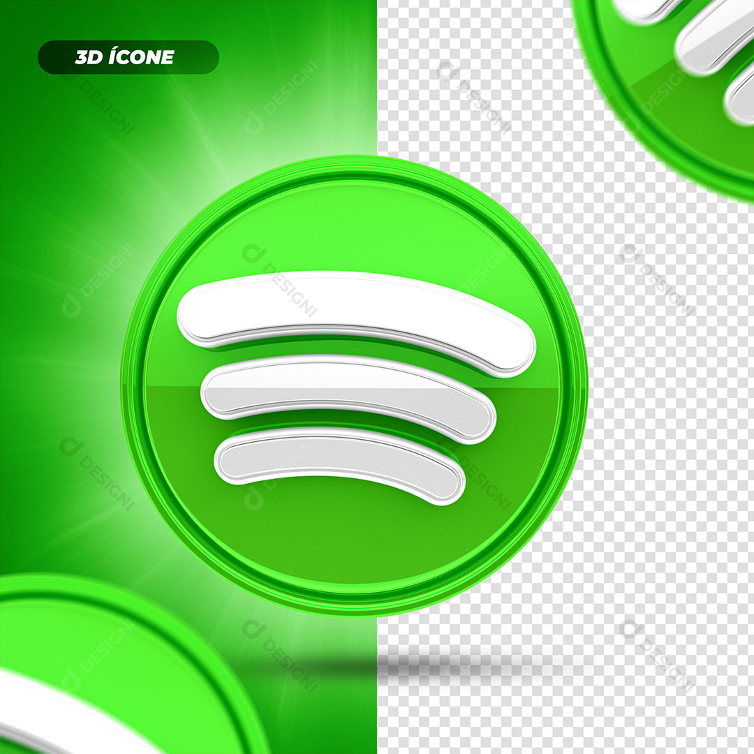 Spotify Ícone 3D Elemento Para Composição PNG Transparente