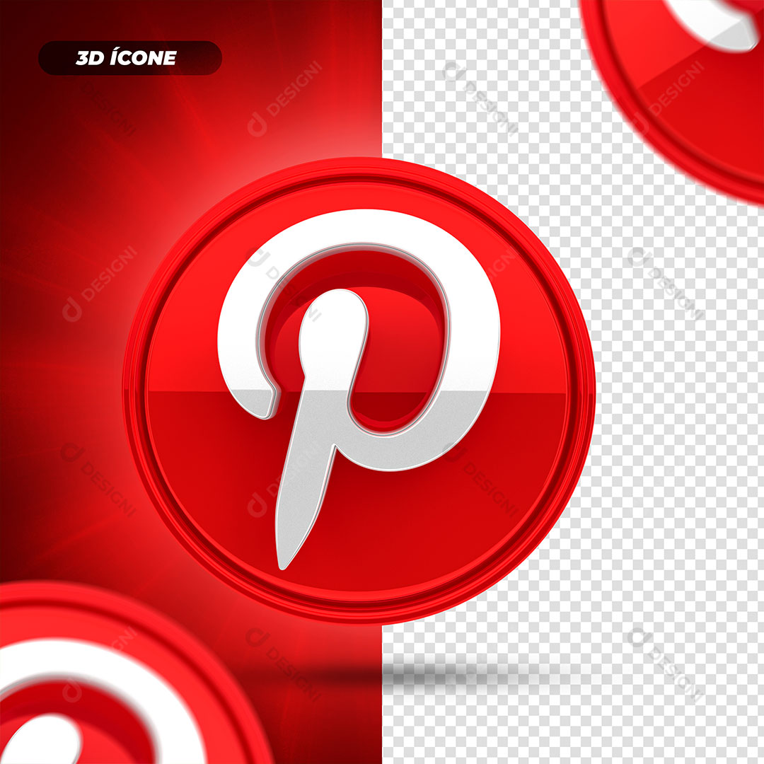 Pinterest Rede Social Ícone 3D Para Composição PNG Transparente