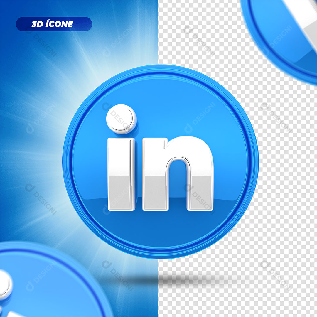 LinkedIn Ícone 3D Redes Sociais Elemento Para Composição PNG Transparente