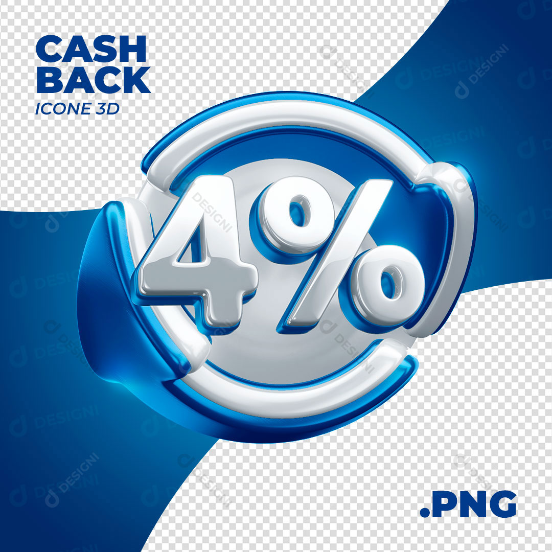 Cashback 4% Selo 3D Para Composição PNG Transparente