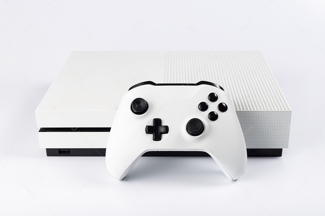 Console e Controlade de Videogame Next Gen Fundo Branco