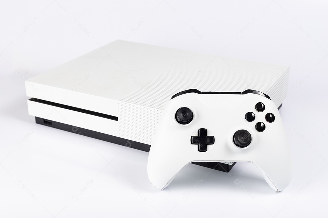 Console e Controle de Videogame Next Gen Fundo Branco