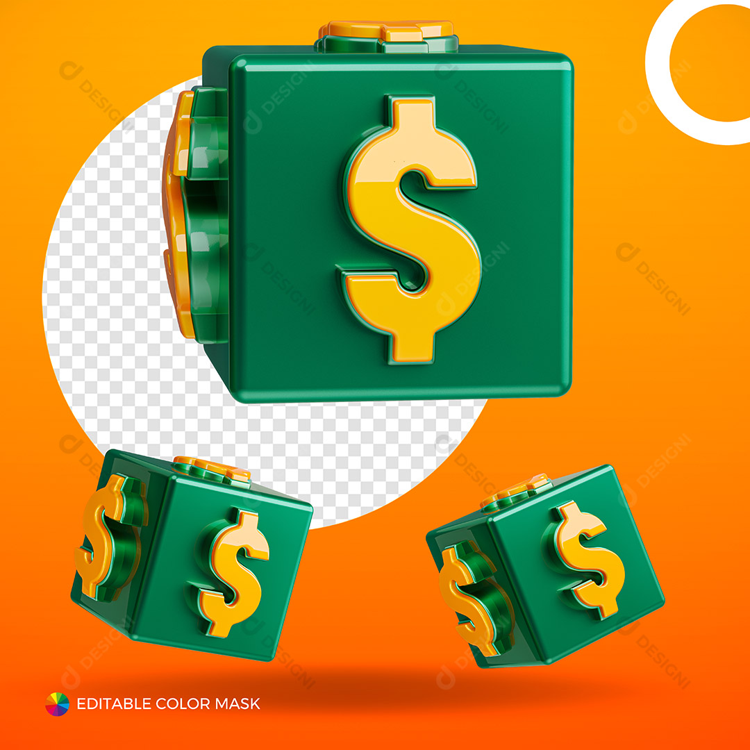 Cifrão $ Dinheiro Dólar Elemento 3D Para Composição