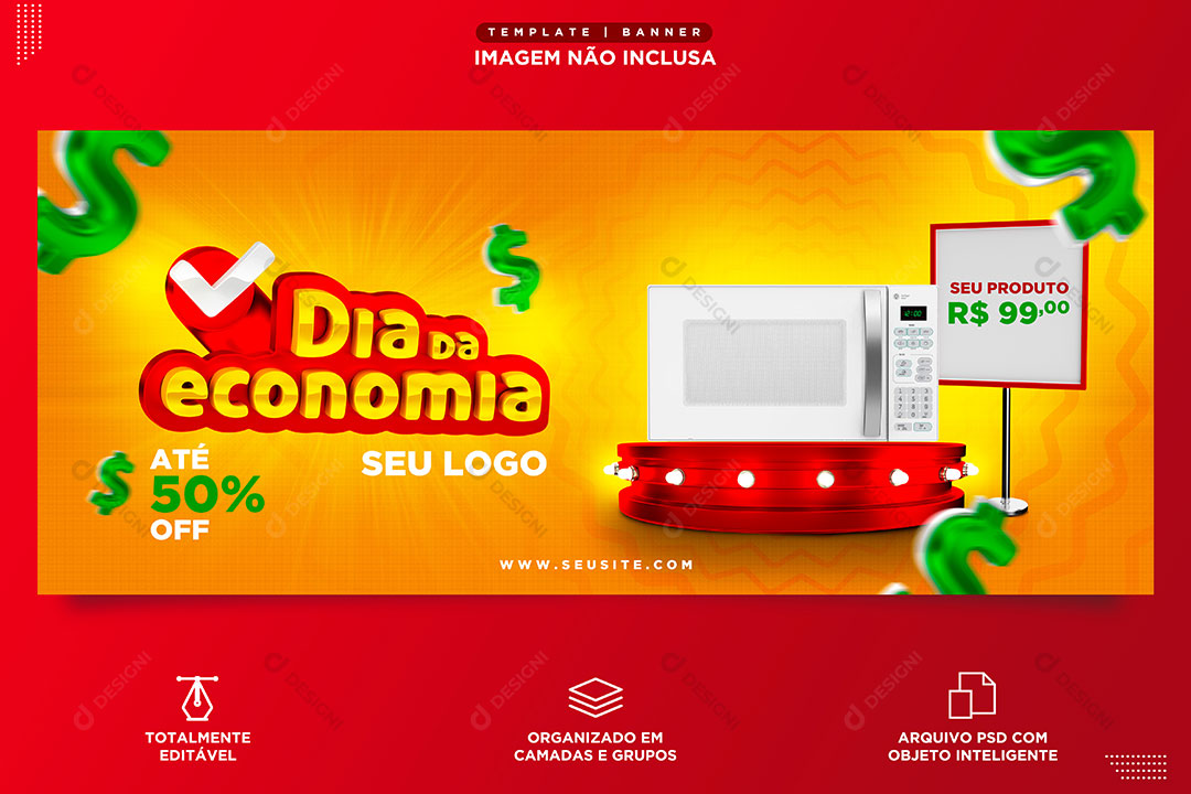 Banner Lojas Dia da Economia Produto Social Media PSD Editável