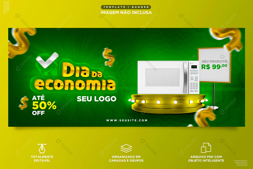 Banner Lojas Dia da Economia Produto Social Media PSD Editável