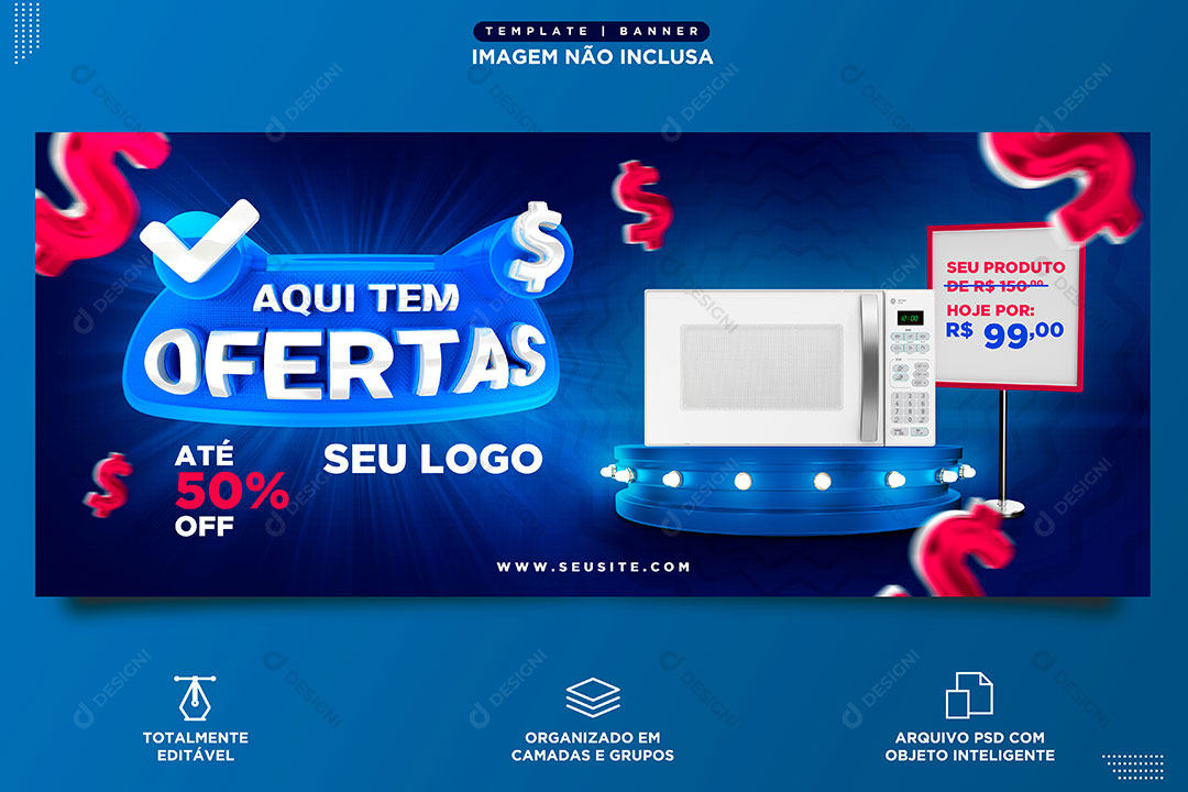 Banner Lojas Aqui Tem Ofertas Produto Social Media PSD Editável