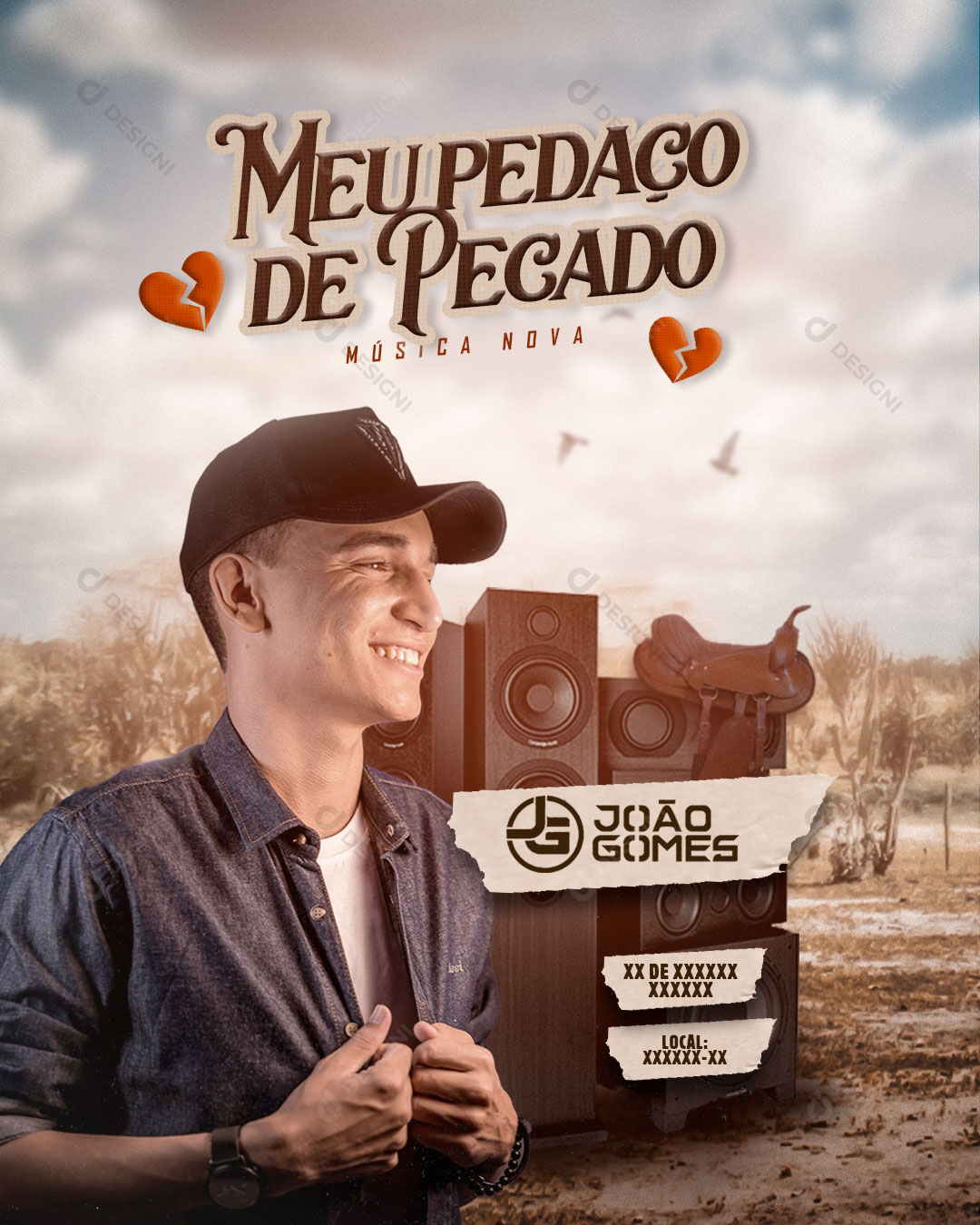 Flyer Evento Show Meu Pedaço de Pecado Artista Social Media PSD Editável