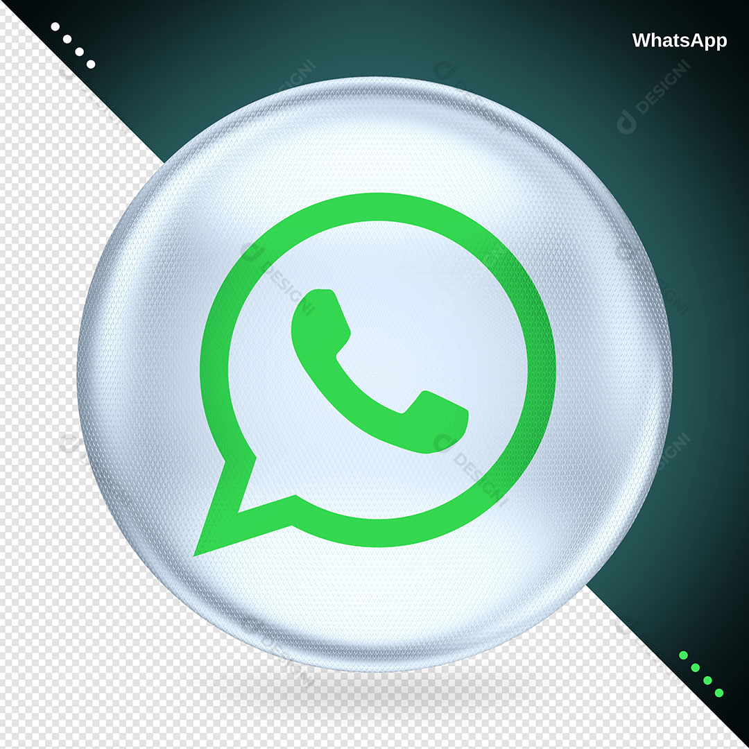 Símbolo WhatsApp 3D Circular Branca Com Fundo Transparente PSD