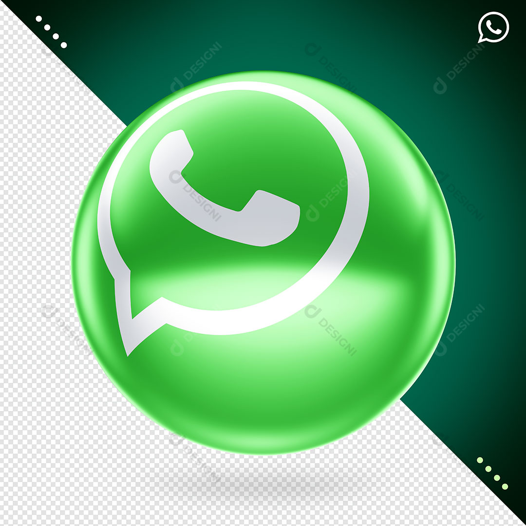 Símbolo WhatsApp 3D Bolinha Verde Com Fundo Transparente PSD