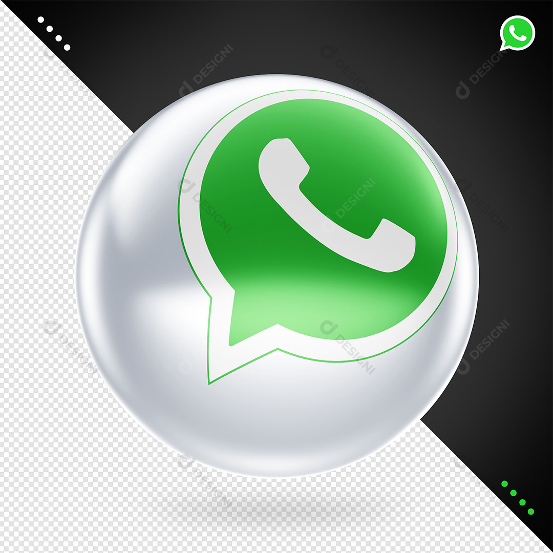 Símbolo WhatsApp 3D Bolinha Com Fundo Transparente PSD