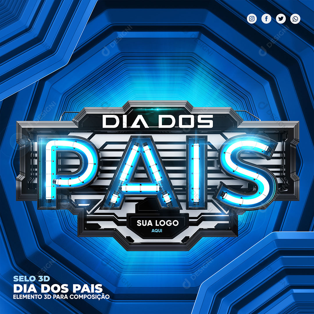 Dia dos Pais Selo 3D Elemento  Para Composição PSD Editável