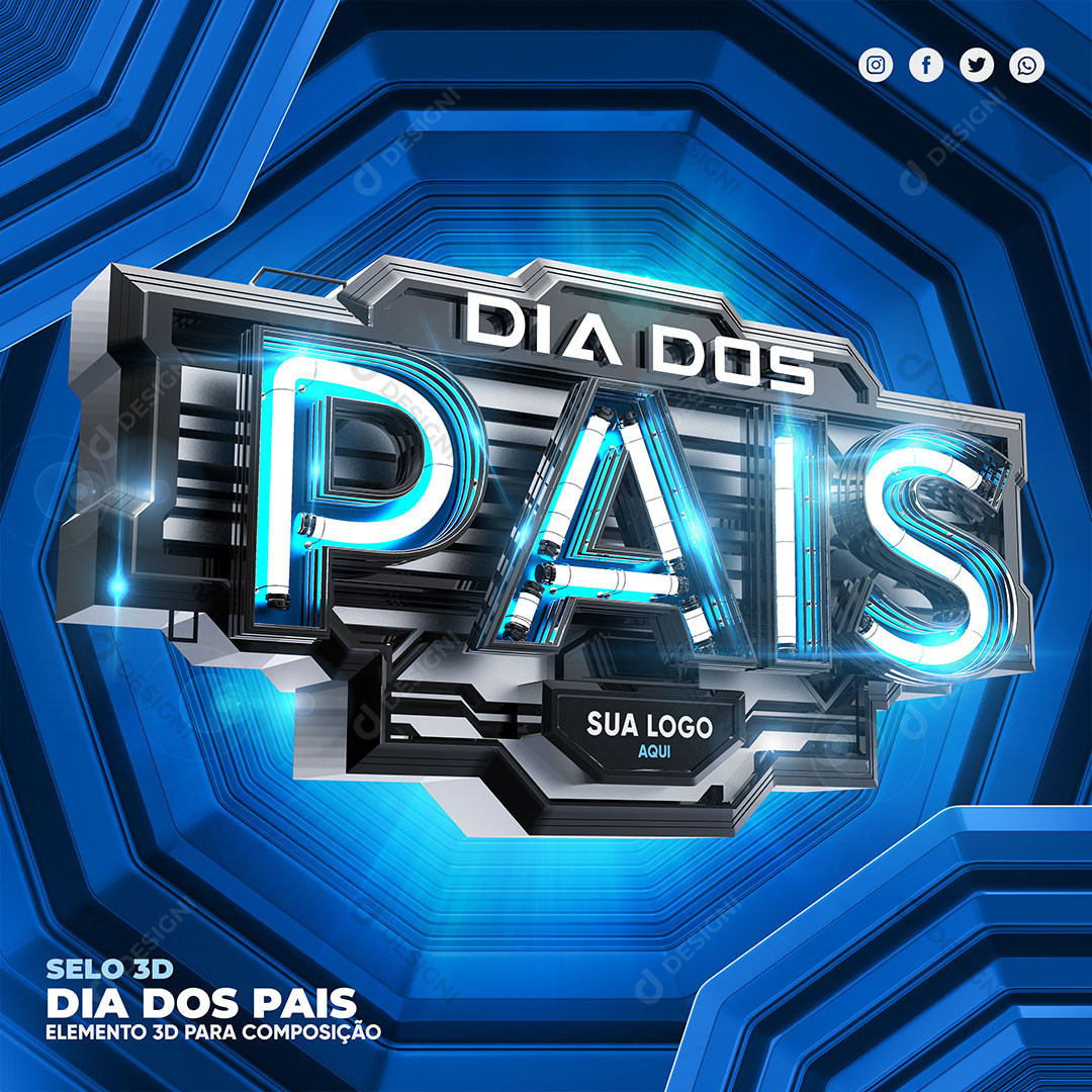 Dia dos Pais Selo 3D Elemento Para Composição PSD Editável