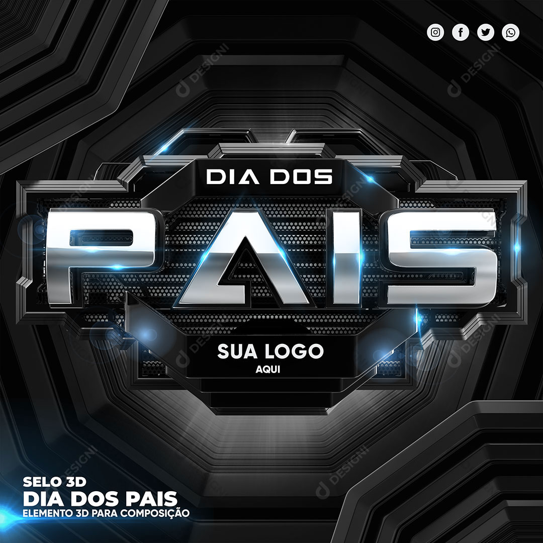 Dia dos Pais Selo 3D Elemento Para Composição PSD Editável