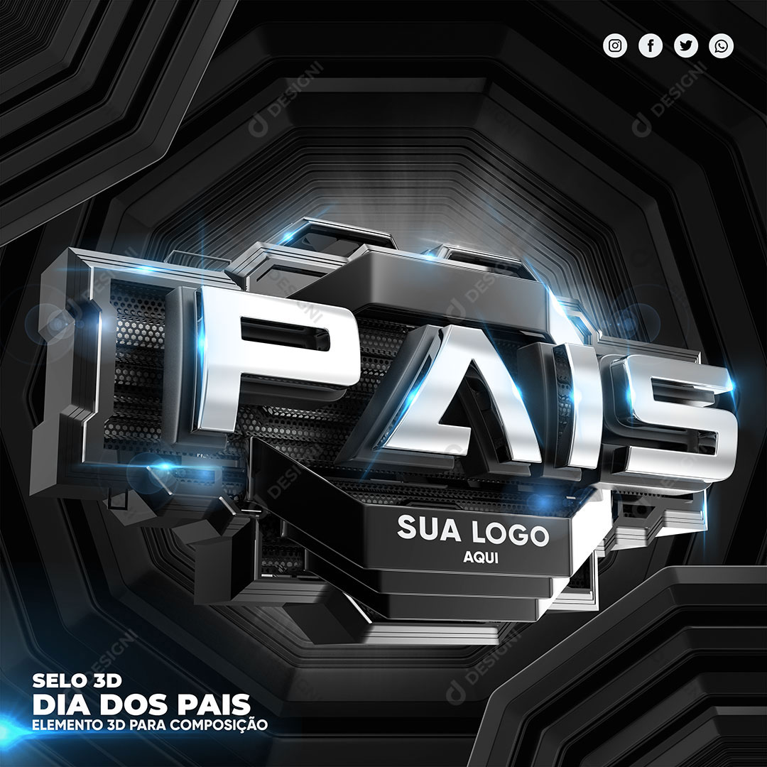 Dia dos Pais Selo 3D Elemento Para Composição PSD Editável