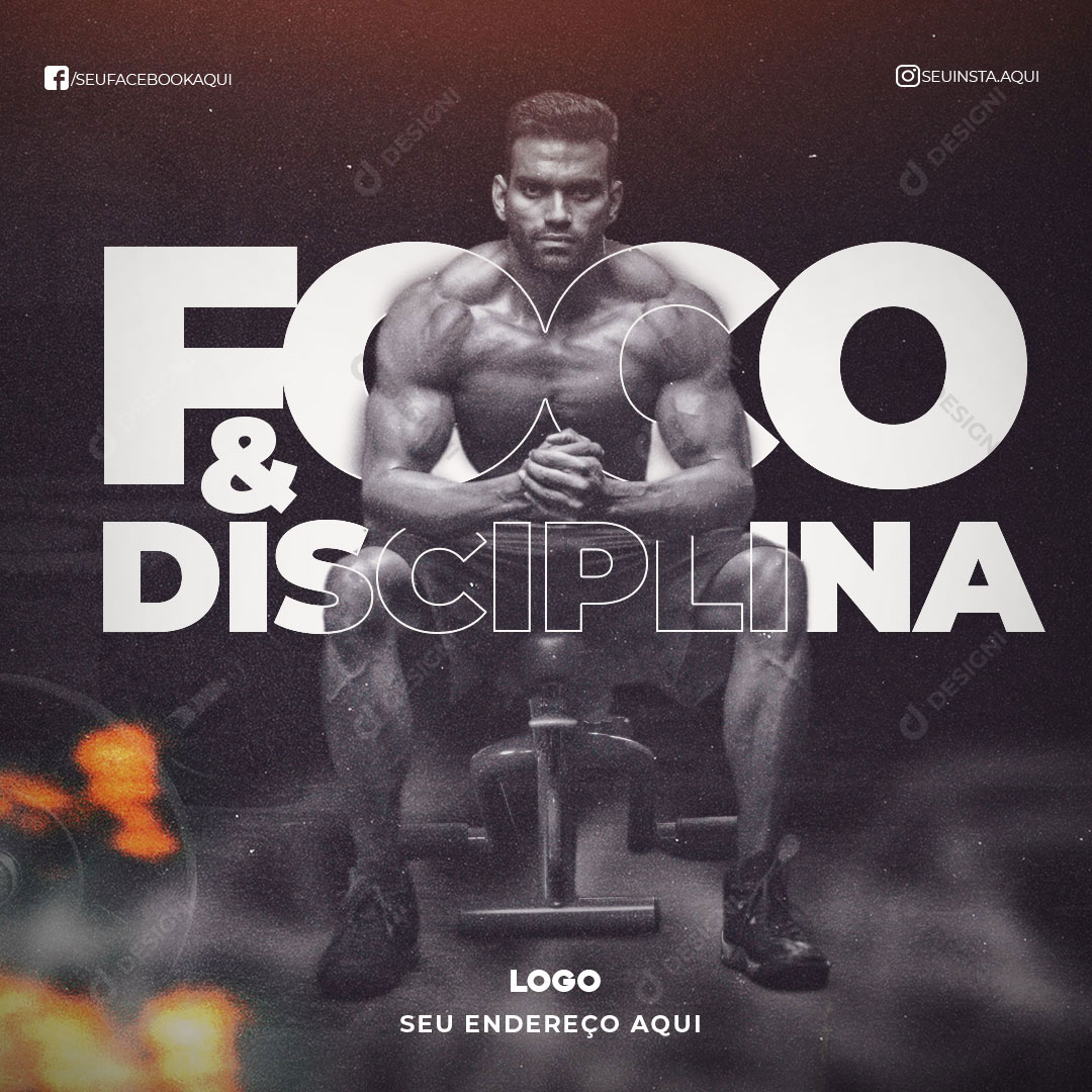 Academia Foco e Disciplina Social Media PSD Editável