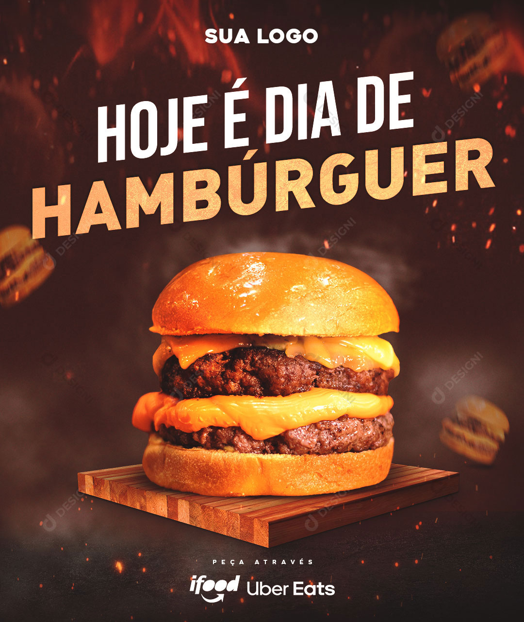 Hamburgueria Hoje é Dia de Hambúguer Social Media PSD Editável