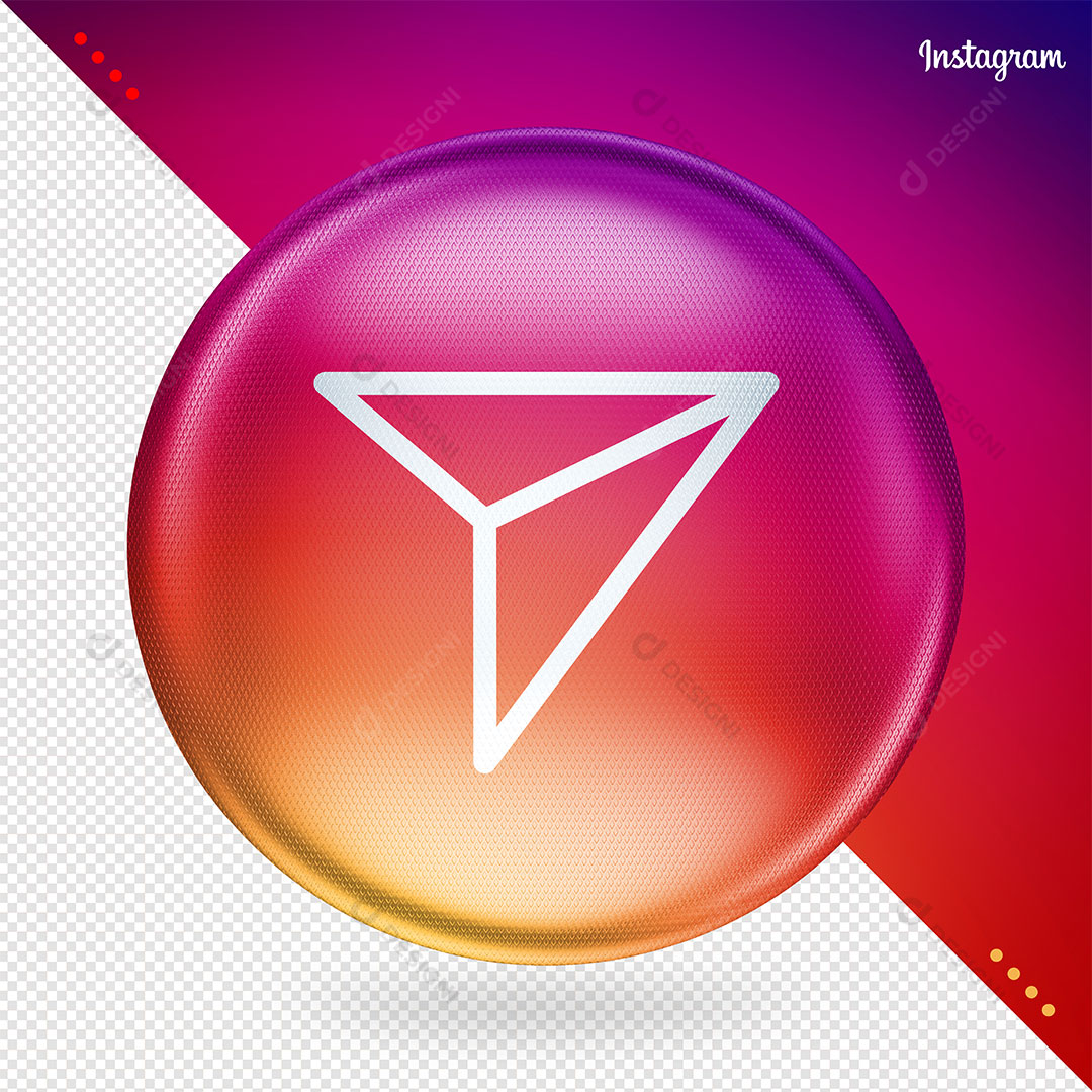 Símbolo Instagram Direct 3D Base Circular Colorida Fundo Transparente PSD