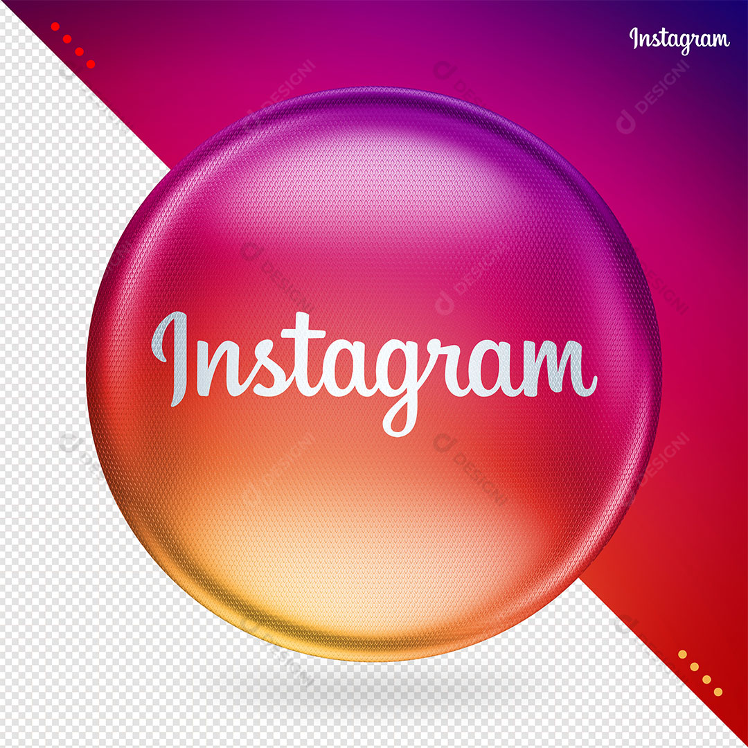 Símbolo Instagram 3D Base Circular Colorida Fundo Transparente PSD