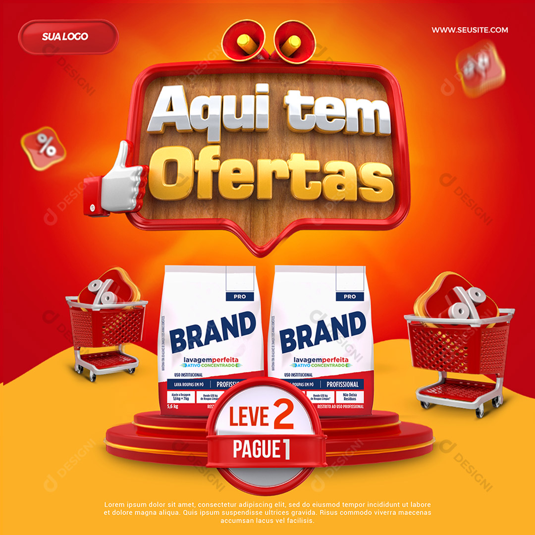 Aqui tem Ofertas Social Media Supermercados Lojas PSD Editável