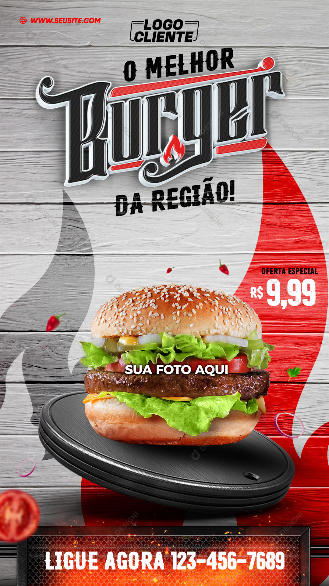 Stories Hamburgueria o Melhor Burger da Região Social Media PSD Editável