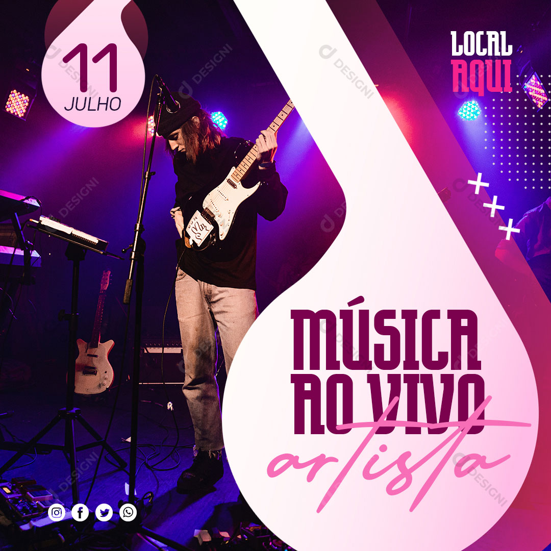 Flyer Evento Musica Ao Vivo Show Social Media PSD Editável
