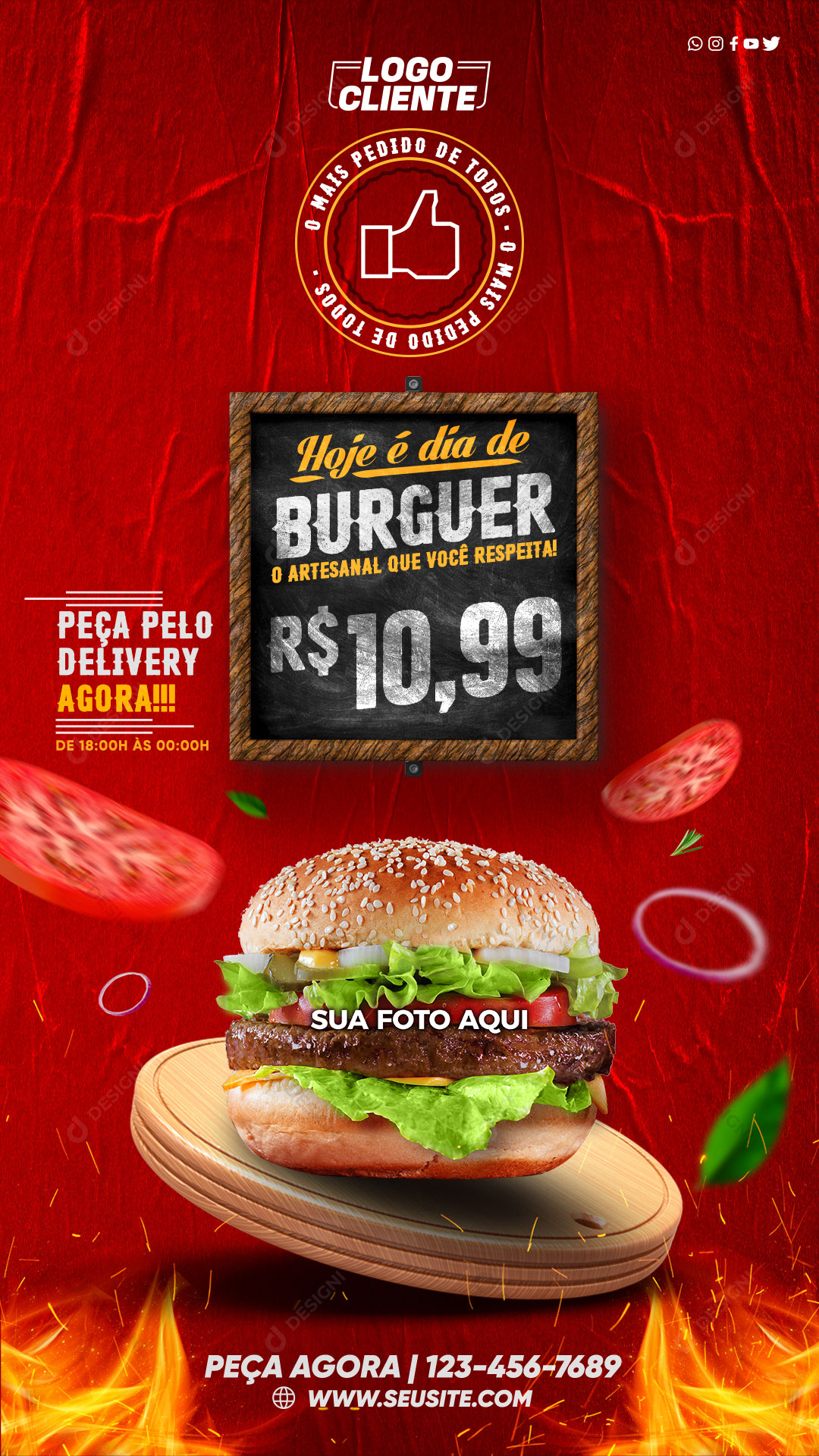 Hamburgueria Story Hoje é Dia de Burguer o Artesanal Social Media PSD Editável