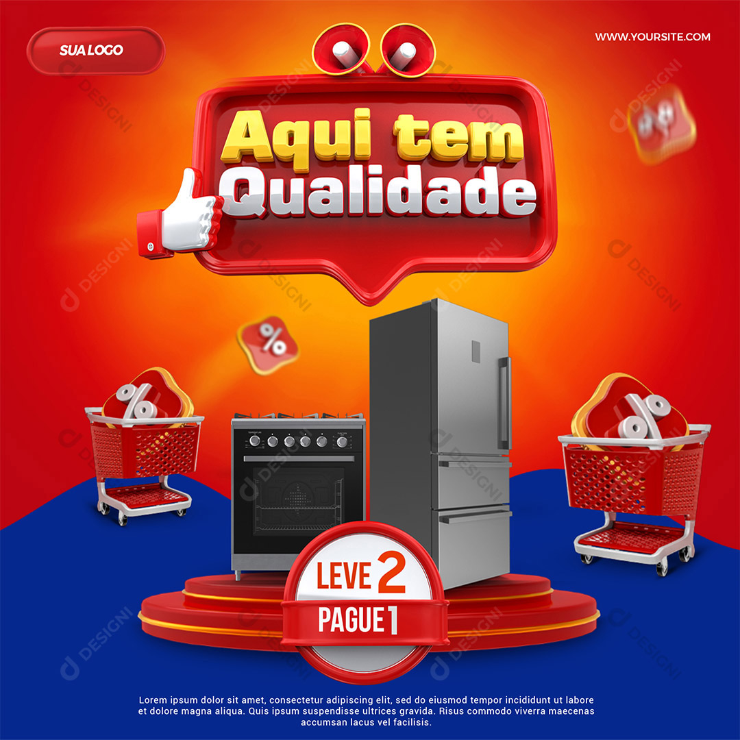 Aqui Tem Qualidade Leve 2 Pague 1 Social Media PSD Editável